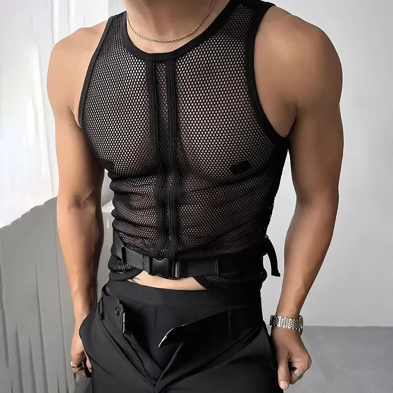 Slay To be Men's Fashion 2025 Hollow Vest Mesh Breathable Male Tank Top