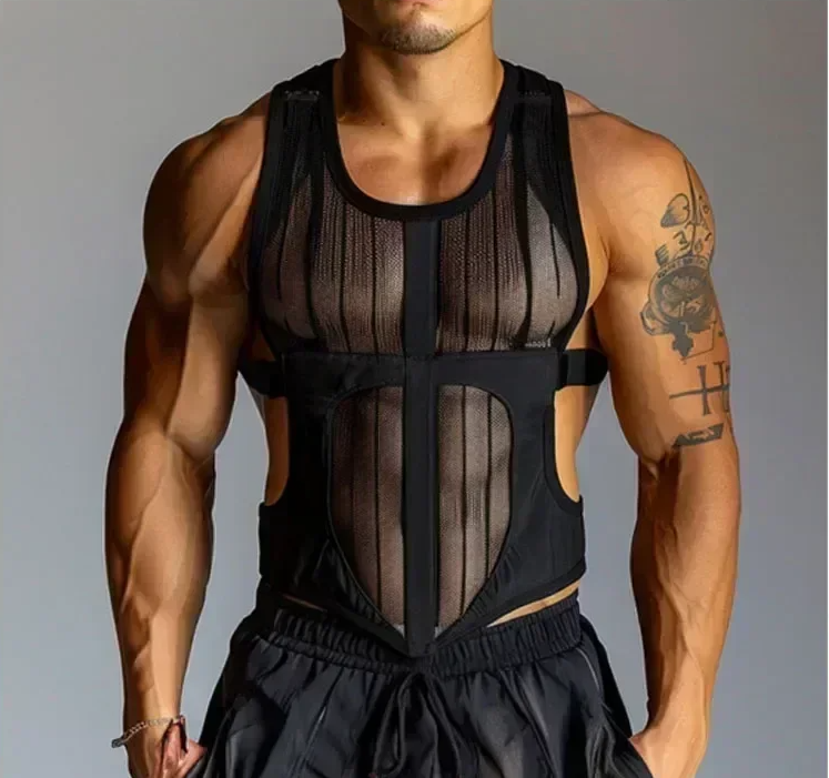 Slay To be Men's Fashion 2025 Hollow Vest Mesh Breathable Male Tank Top