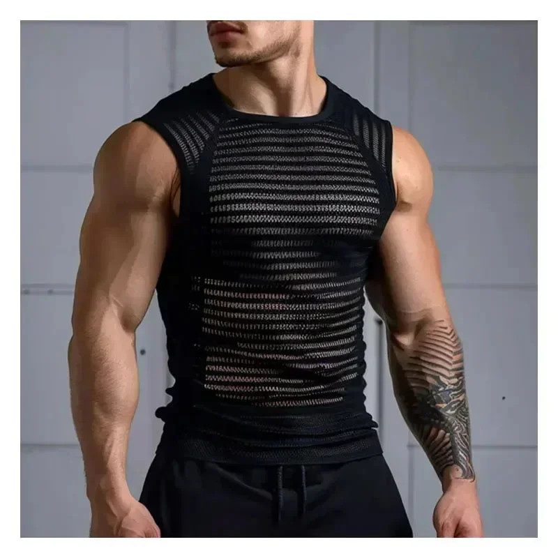 Slay To be Men's Fashion 2025 Hollow Vest Mesh Breathable Male Tank Top