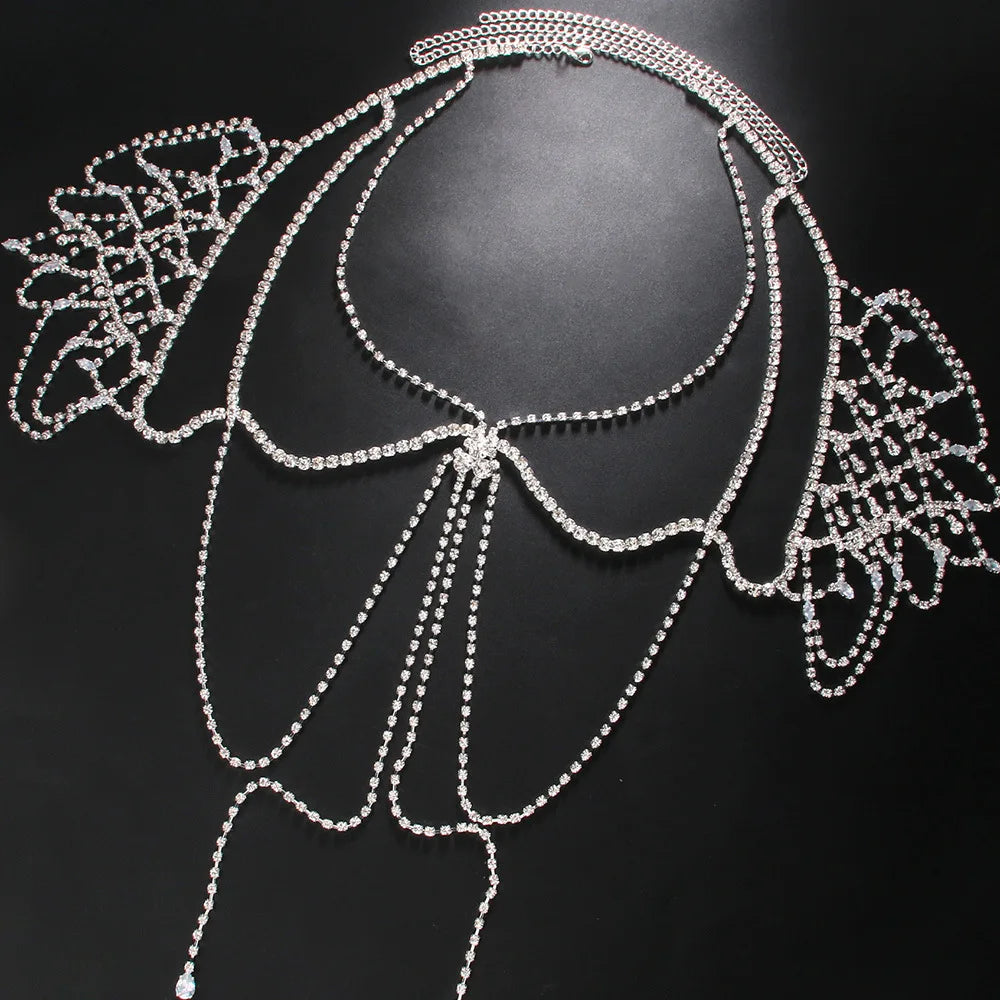 Meowgicall Slay Sparkle with pride  2025 
Rhinestone Long Tassel Multilayer Shawl Chain Man Style Fashion Super Sparkling Crystal Sexy Pendant Shoulder Chain Jewelry