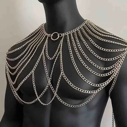 Meowgical Authentic slay Metal Body Chain Shoulder Necklace Jewelry Tassel Nightclubs Accessory Fashion Personality Party Nightclubs Beach Carnival