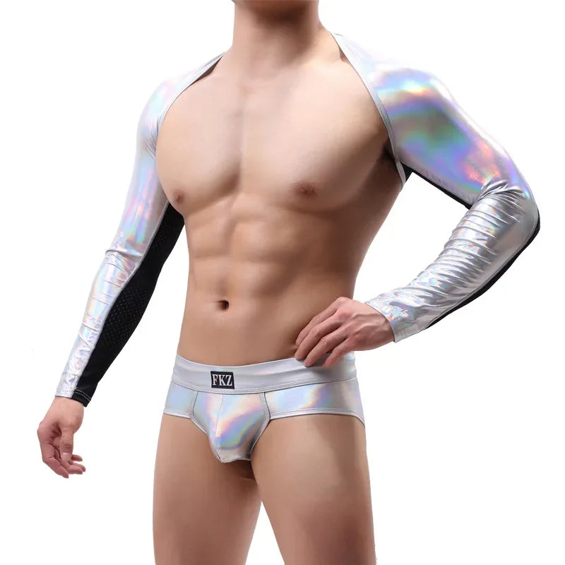 Colourful Meowgigall Slay Free to Be Long Sleeve Men Harness Bodybuilding Stage Costume Gay Exotic Tanks Top Fashionable