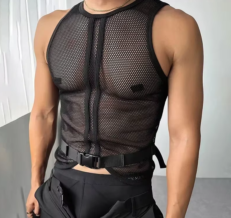 Slay To be Men's Fashion 2025 Hollow Vest Mesh Breathable Male Tank Top