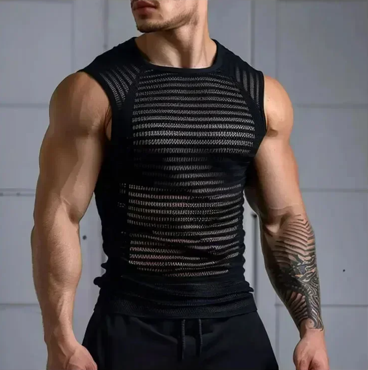 Slay To be Men's Fashion 2025 Hollow Vest Mesh Breathable Male Tank Top